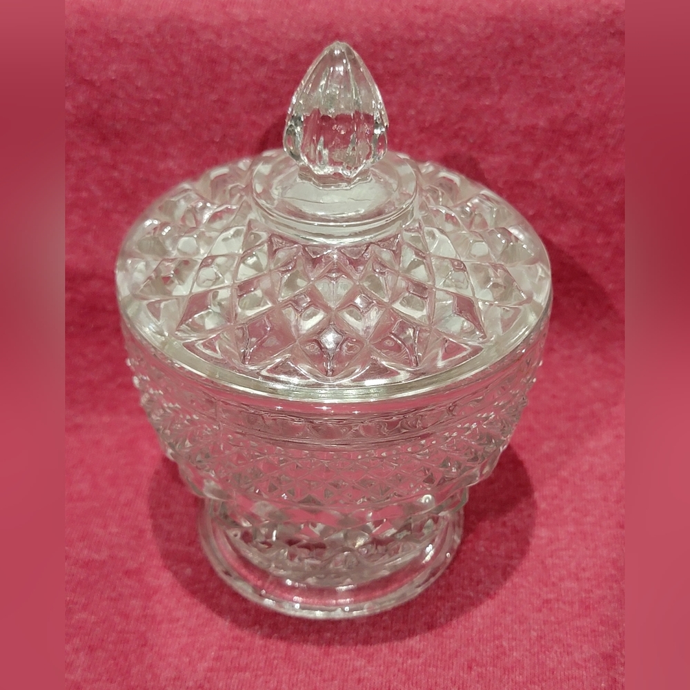 Vintage Glass Candy Dish with Lid